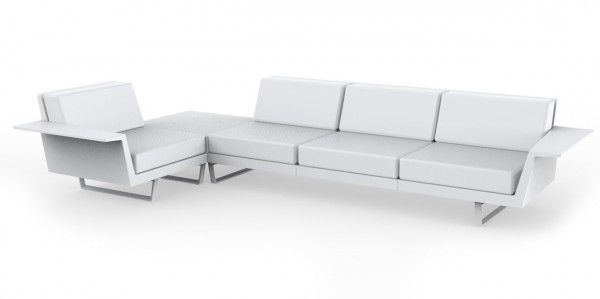 FLAT - Eck Sofa 4 Sitzer mit Tisch