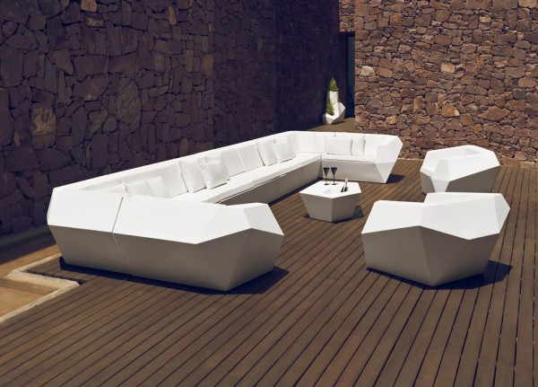 FAZ - Sofa Eck 90°- weiß - VONDOM - mieten