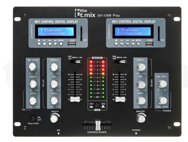 2-Kanal DJ-Mixer mit USB, SD & Bluetooth Player - mieten