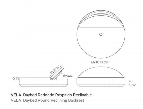 VELA - rundes Daybed mit Rückenlehne