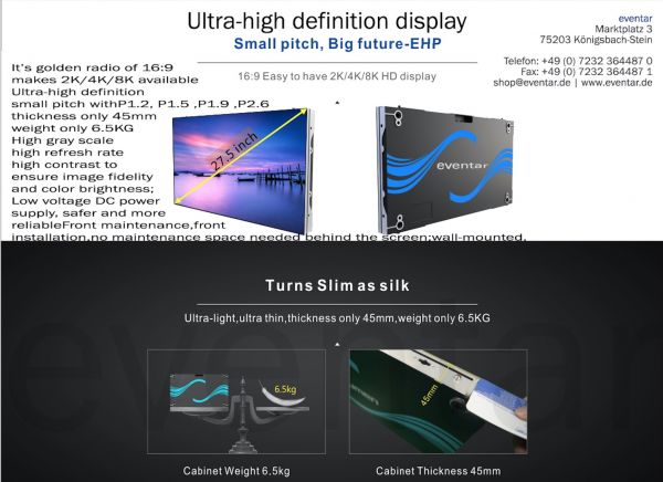 UHD EHP TV 1,26 FRONT FIX In - LED Videowand